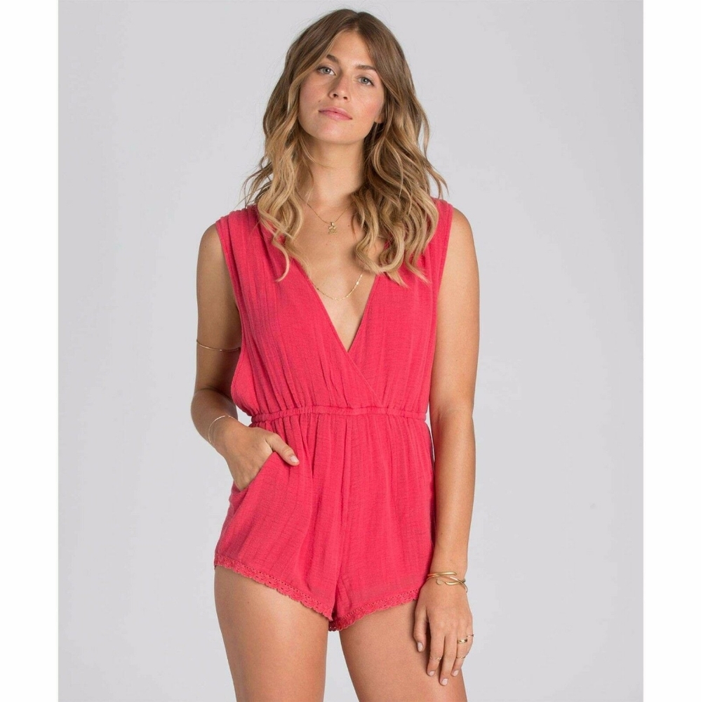 ❗BOGO NWOT Billabong Gauze Deep V Romper Cover up